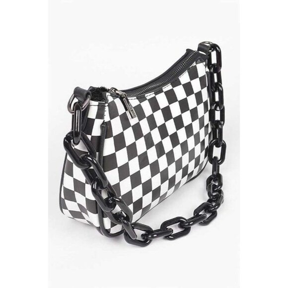 Checker Printed Convertible Shoulder Swing Bag